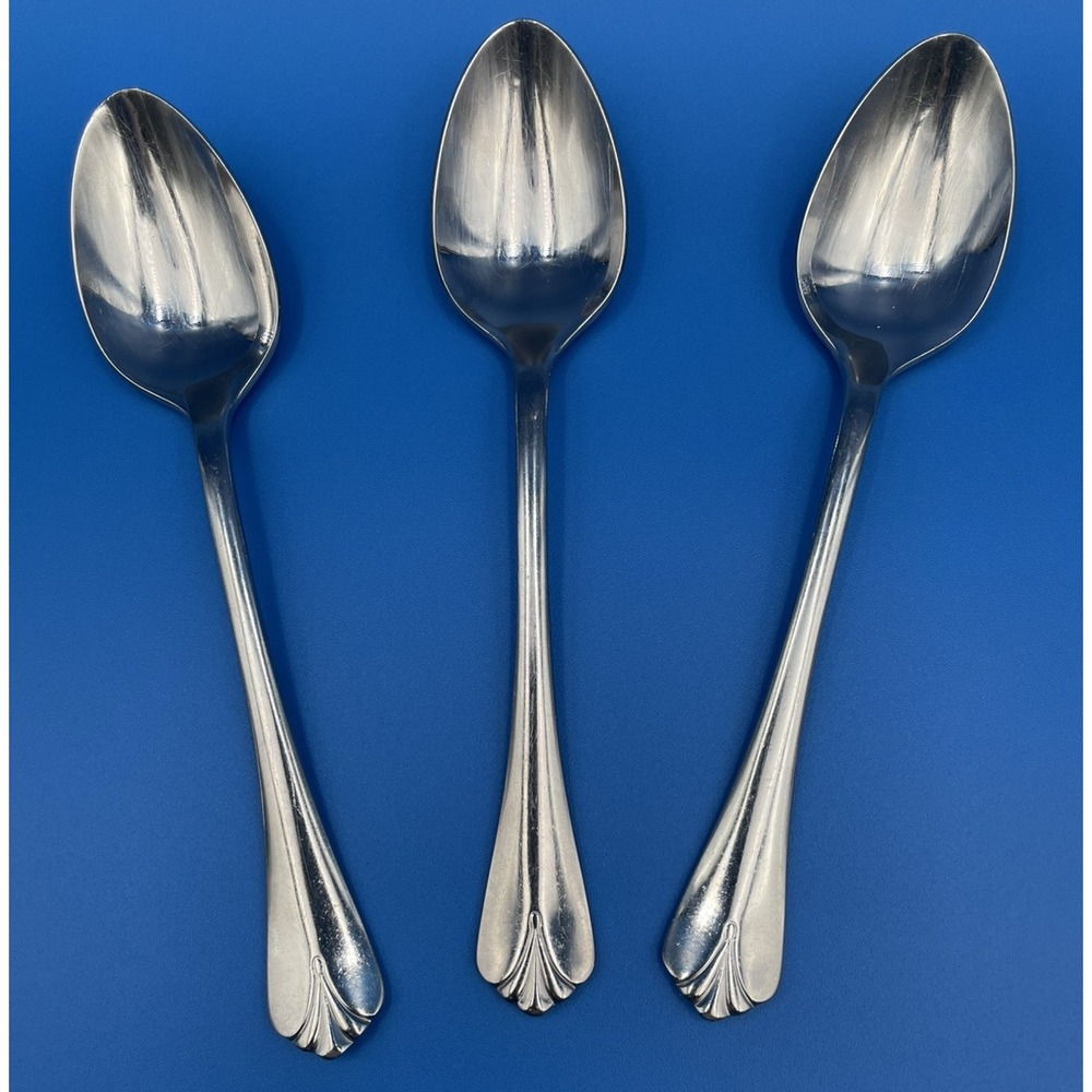 Kirk Stieff SPRIG 3 Place Spoons Tablespoons Stainless Flatware Glossy‎